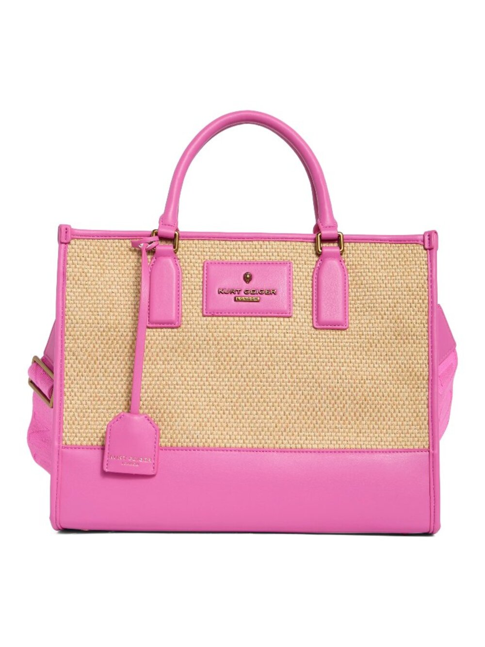 Kurt Geiger London Chiswick Raffia Tote in Pink NWT